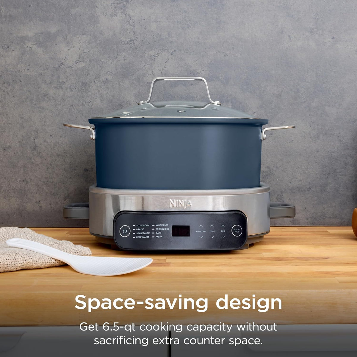 Ninja® Everyday PossibleCooker™ Pro, 6.5-qt, Midnight Blue, MC1101 | 10-in-1, 8 functions: Slow Cook, Sear/Sauté, Braise, Rice, Oats & Pasta. Replaces 10 appliances, cool-touch handles.