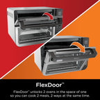 Ninja Double Oven, 12-in-1, FlexDoor, Stainless Steel, DCT401 | FlavorSeal, Smart Finish, Air fry, bake, broil, roast, toast, pizza, fits 6 lbs wings
