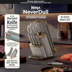 Ninja® NeverDull® 10-Pc German Steel Knife Set, Stone Gold, NK32010SD1 | Stays razor-sharp 10+ years. Premium German steel. Removable sharpener stores in a drawer saving up to 35% more counter space
