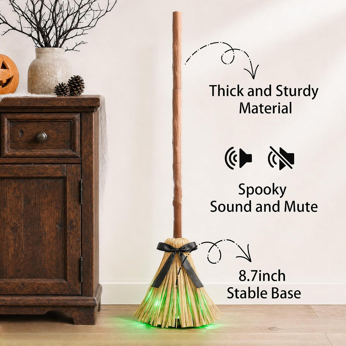 Halloween Decorations Indoor - 49" Animated Floating Lighted Witch Broom