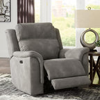 Signature Design by Ashley Power Recliner, Slate Zero Wall | Water-resistant faux leather, Zero-gravity power recline, Zero-draw USB port, Next-Gen Durapella Series