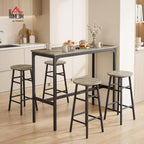 HOMCOM 5 Piece Bar Table Set w/ 4 Stools for Small Space, Grey Wood Effect