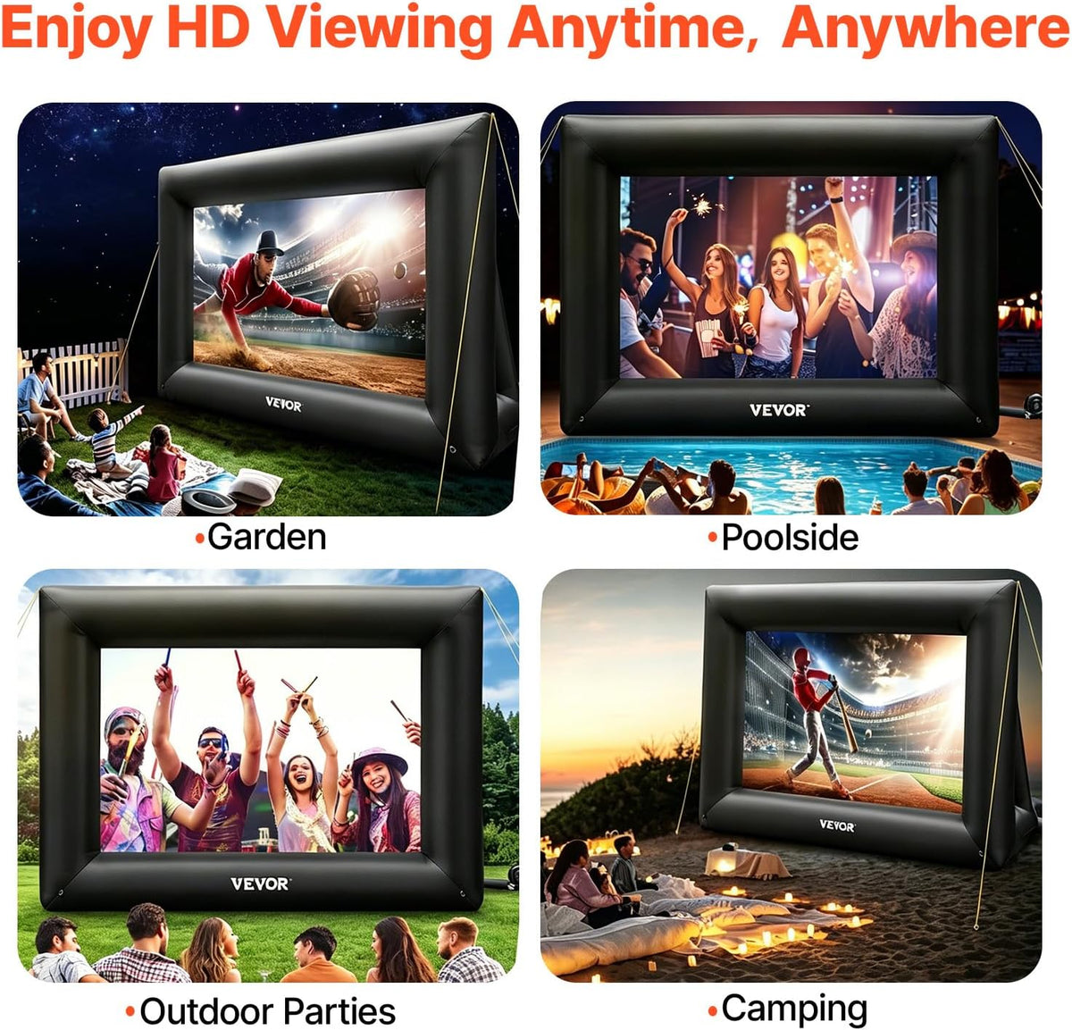 VEVOR Inflatable Projector Screen for Outdoor Use with 350W Air Blower