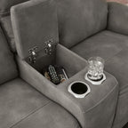 Signature Design by Ashley Power Reclining Loveseat Sofa with Console | Faux leather look, 15-minute assembly, Water-resistant DuraPella fabric, Zero-gravity reclining, Adjustable headrest