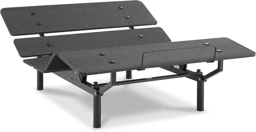 Signature Design by Ashley Cosmic Queen Adjustable Base Bed Frame | Powder coated metal construction, Memory foam and hybrid mattress compatible, Head and foot incline, 2 USB ports