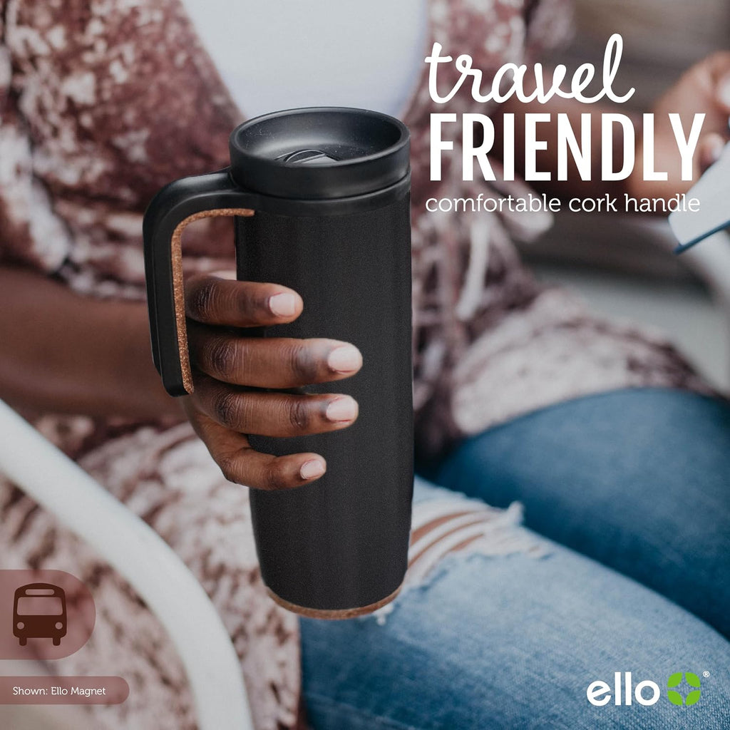 Ello Magnet 18oz Insulated Stainless Steel Travel Mug with Handle,Limestone