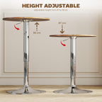 HOMCOM Round Bar Table 360 Degree Swivel Adjustable Height Rustic Brown