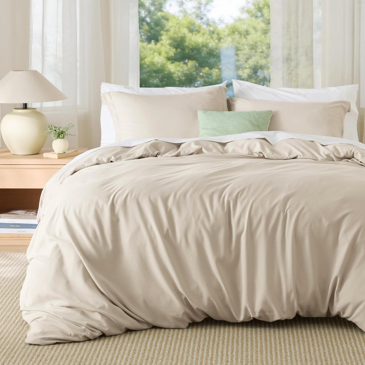 Bedsure Duvet Cover Queen Size, 3Pcs Soft Double Brushed Bedding Set, White