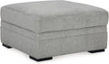 Signature Design by Ashley Square Ottoman with Storage and Cup Holders | Cement gray 100% polyester velvet, No assembly required, Faux wood legs, Casselbury Series