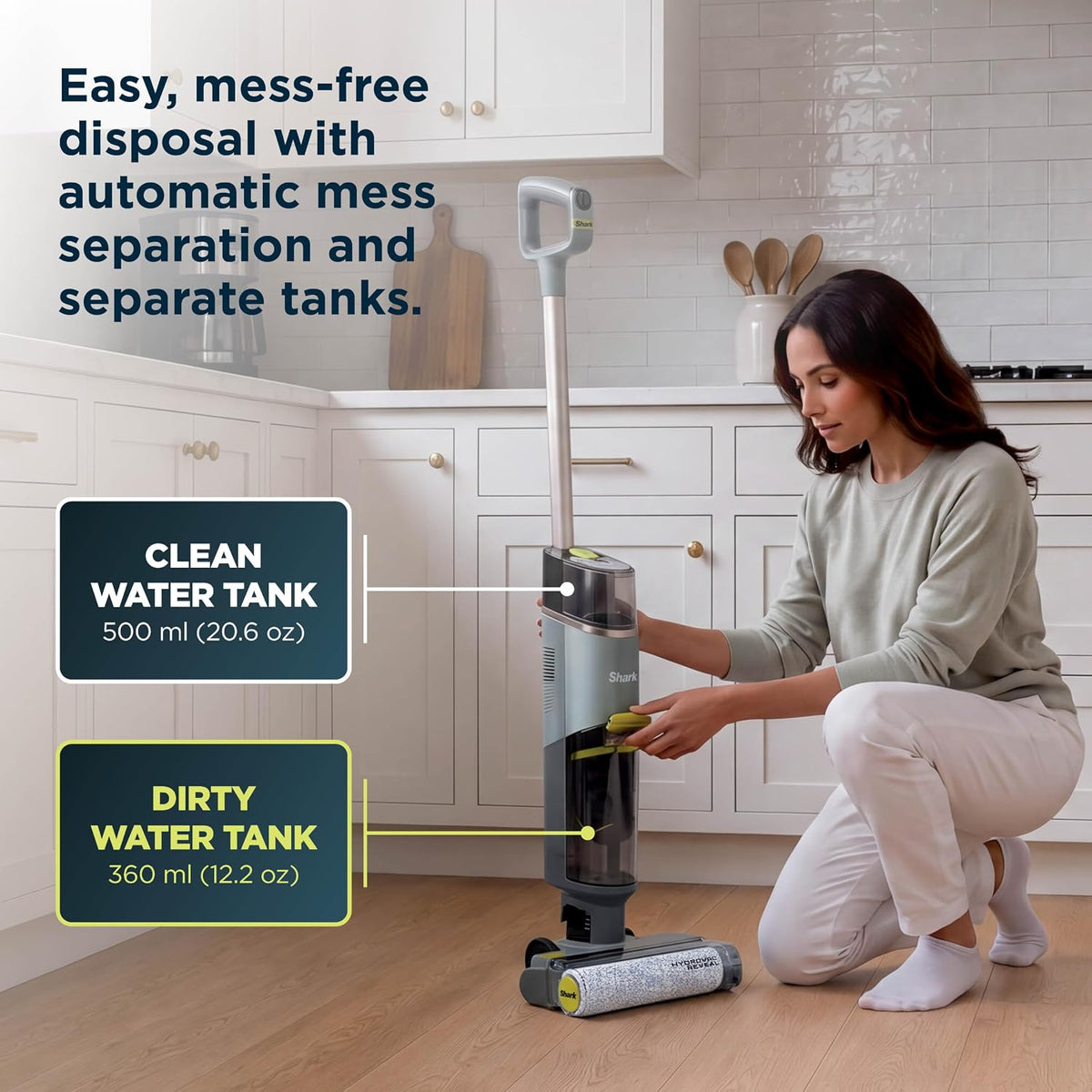 Shark HydroVac Reveal Cordless Vacuum, Mop and Self-Clean, Sage, WD322BRN
