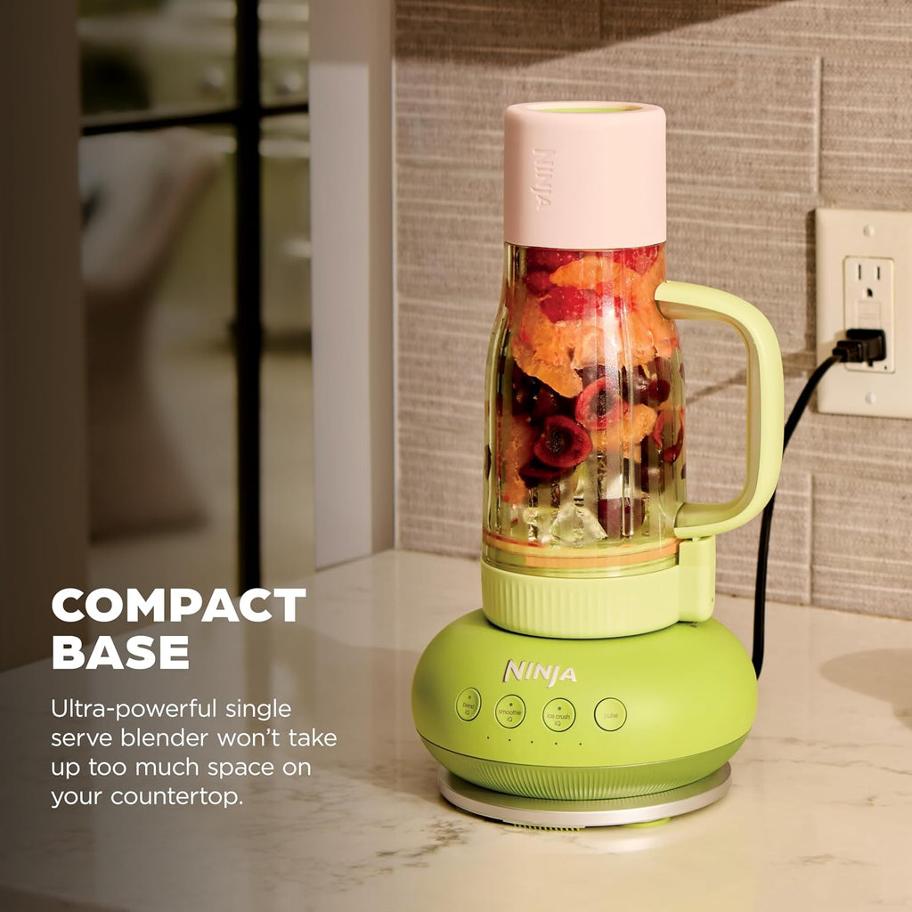 Ninja BlendBOSS Personal Blender, 26oz Tumbler, 1200PW, Watermelon, DB351GN | 1200-peak-watt BlendBOSS crushes ice to snow. 26-oz leakproof tumbler, chug spout & detachable straw. Dishwasher safe.