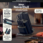 Ninja® NeverDull® 10-Pc German Steel Knife Set, Cyberspace, NK32010BL1 | Stays razor-sharp 10+ years. Premium German steel. Removable sharpener stores in a drawer saving up to 35% more counter space