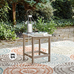 Signature Design by Ashley 1-Piece Outdoor Side Table, Driftwood | Durable weather resistant HDPE, Self-draining slatted top, Compact 15x19-inch footprint, Sundown Treasure Series