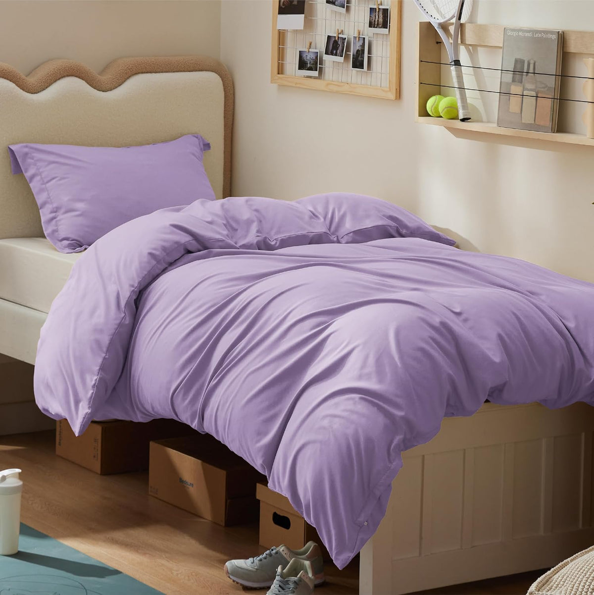 Bedsure Duvet Cover Queen Size, 3Pcs Soft Double Brushed Bedding Set, White