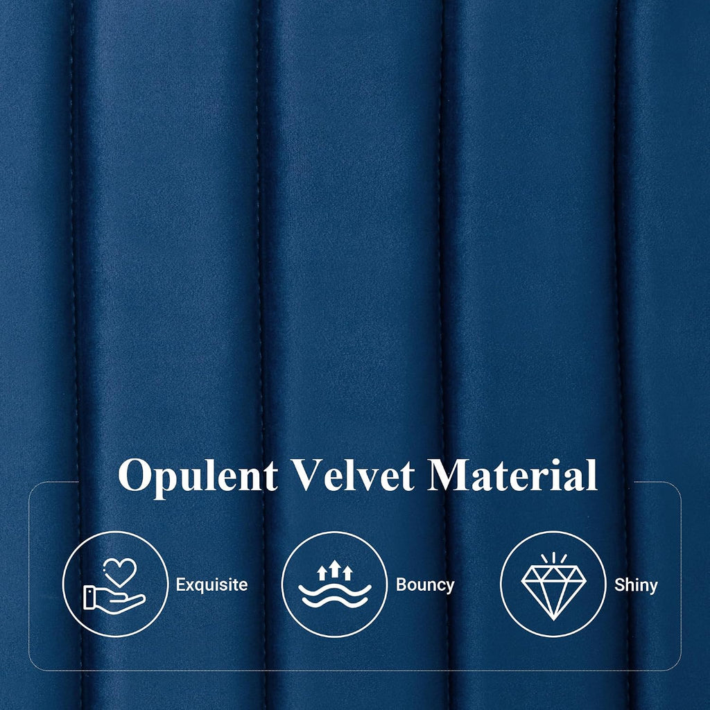 Allewie Queen Bed Frame, Velvet Upholstered Platform Bed with Adjustable Vertical Channel Tufted Headboard, Mattress Foundation with Strong Wooden Slats, Box Spring Optional, Easy Assembly, Navy Blue