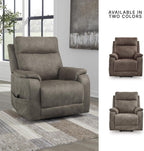 Signature Design by Ashley Dual Motor Power Lift Recliner, Heat & Massage | Fossil suede faux leather, Lift chairs recliners for elderly, Independent back and footrest, Crestmeade Series