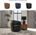 Signature Design by Ashley Leather Swivel Accent Chair, Midnight | 100% top grain leather, Swivel barrel chair, No assembly required, Sloped arms, Sturdy metal frame, Kierreys Series