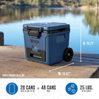 Ninja FrostVault 30qt Cooler with Wheels, Dry Storage, Lakeshore Blue | Ninja FrostVault's 30-qt capacity holds 48 cans, keeps food cool & dry, and rolls easily on all-terrain wheels