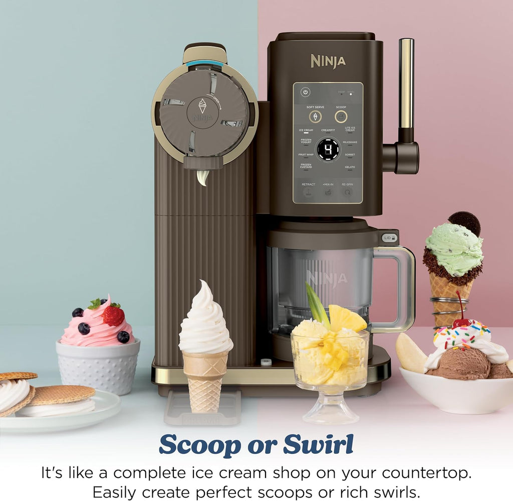 Ninja Creami Scoop & Swirl 13-in-1 Ice Cream and Soft Serve Maker, NC701BR | Ninja Creami Scoop and Swirl turns almost anything into ice cream and soft serve at a button touch, scooped or swirled