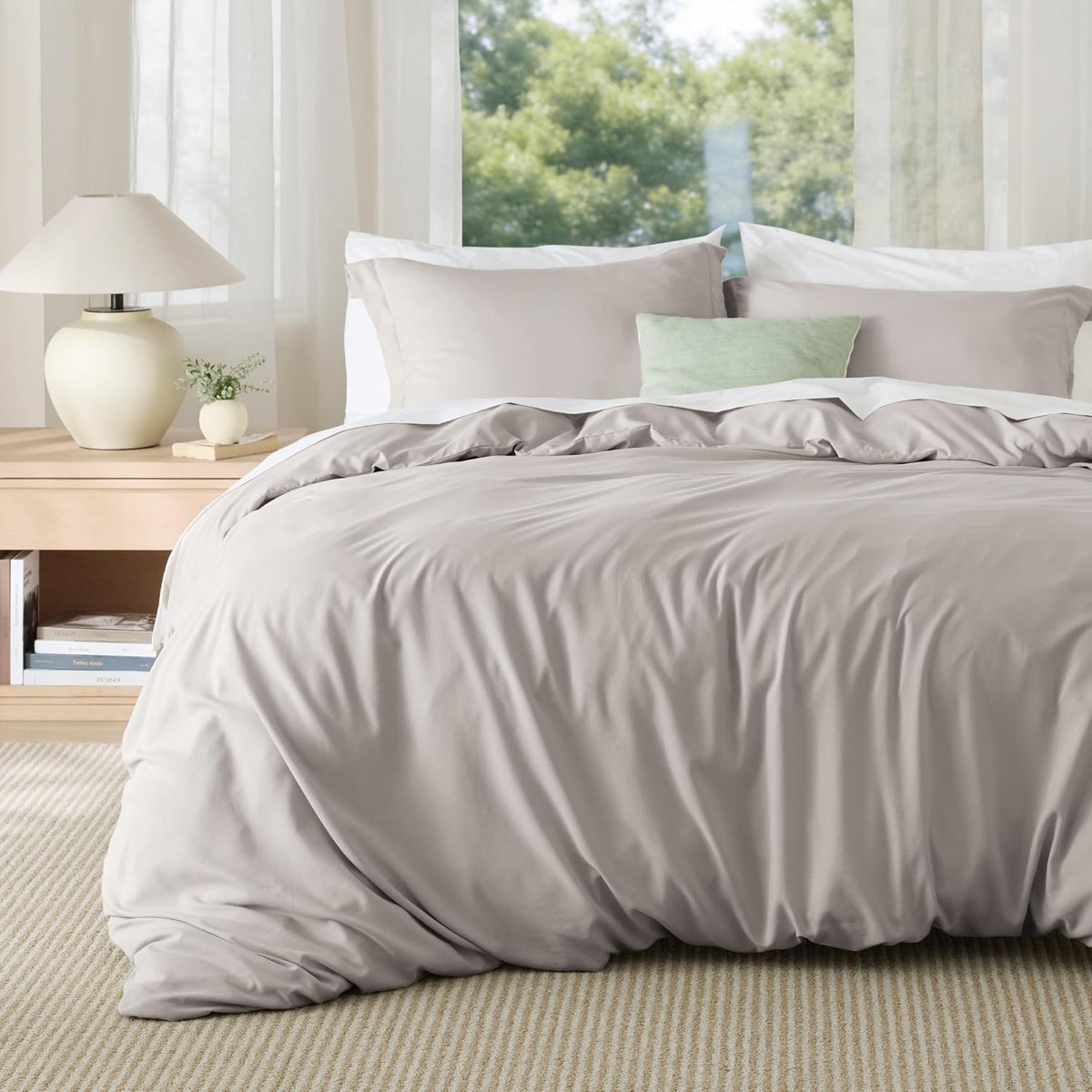 Bedsure Duvet Cover Queen Size, 3Pcs Soft Double Brushed Bedding Set, White