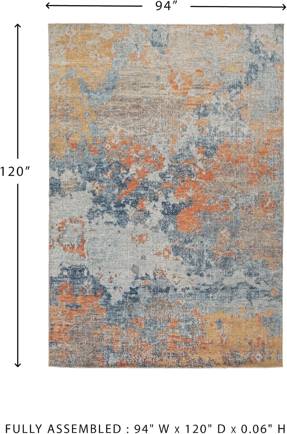 Signature Design by Ashley Wraylen 8 x 10 Low Pile Boho Abstract Rug, Orange & Blue