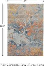 Signature Design by Ashley Wraylen 8 x 10 Low Pile Boho Abstract Rug, Orange & Blue