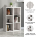 Signature Design by Ashley 6 Cube Storage Organizer Bookshelf, Whitewash | Engineered wood bookcase, Textured whitewash finish, Dual-orientation design, 20-minute assembly, Bedroom use, Paxberry