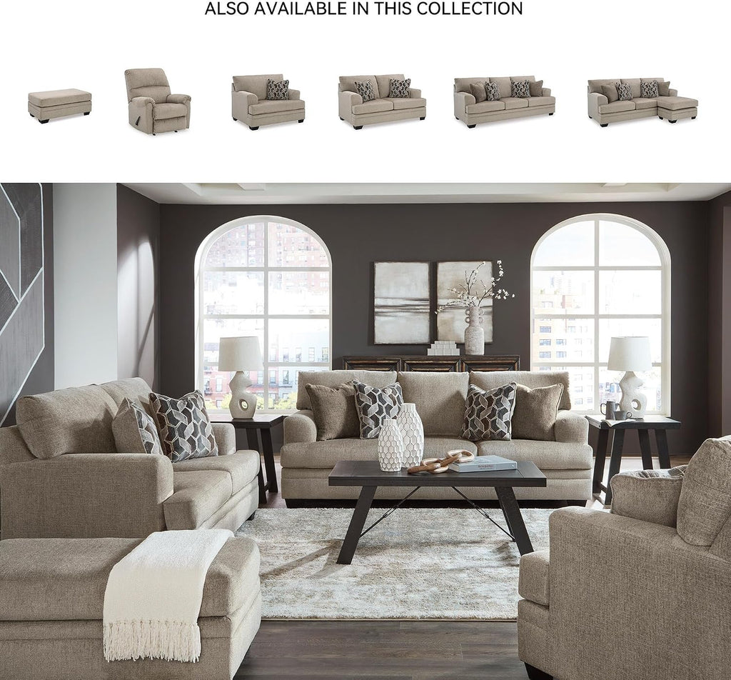 Signature Design by Ashley Stonemeade Rectangular Chenille Ottoman, Taupe | Plush taupe 100% polyester chenille, Instant setup with zero assembly required, Fits standard 32 in doorways