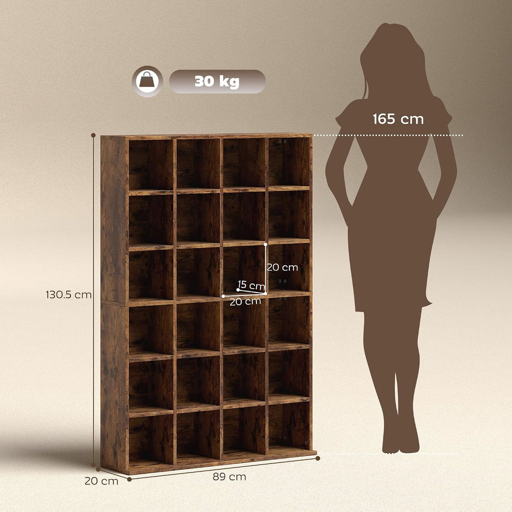 HOMCOM Tall 456 CD/ 336 DVD Storage Unit 89 x 130.5 cm Rustic Brown