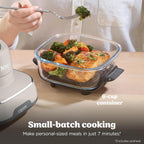 Ninja Crispi Glass Air Fryer, 4-in-1, Stone, FN101ST | Max crisp, bake, air fry, recrisp, 450F max, 4 Qt and 6 Cup containers, PFAS-free glass