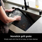 Ninja Woodfire ProConnect Premium XL Outdoor Grill & Smoker, Blue & Gold | Ninja Woodfire ProConnect 7-in-1 Grill has 180 sq in of space, and an app-connected thermometer for foolproof BBQ smoking