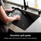 Ninja Woodfire ProConnect Premium XL Outdoor Grill & Smoker, Black & Gold | Ninja Woodfire ProConnect 7-in-1 Grill has 180 sq in of space, and an app-connected thermometer for foolproof BBQ smoking