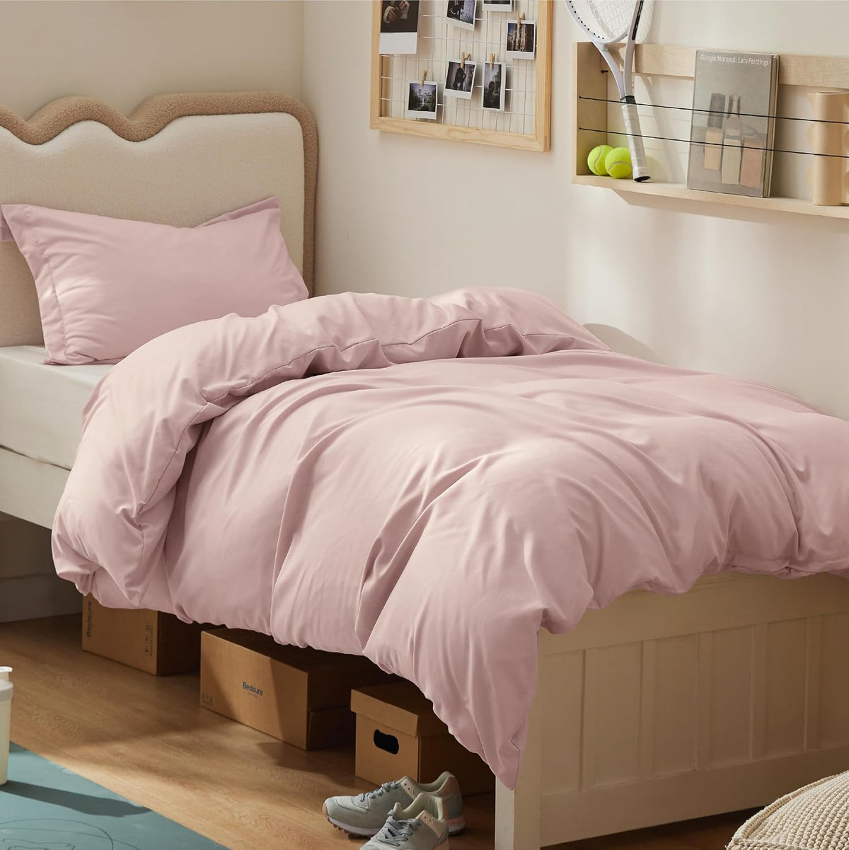 Bedsure Duvet Cover Queen Size, 3Pcs Soft Double Brushed Bedding Set, White