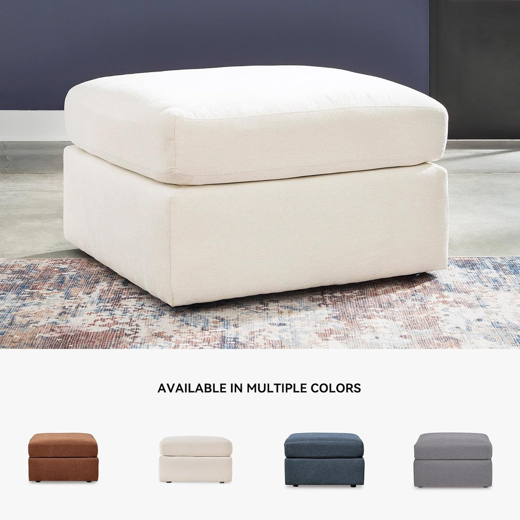 Signature Design by Ashley Modmax Square Oversized Accent Ottoman, Oyster | Stain-resistant Next-Gen Nuvella polyester, Durable reinforced frame, 32-inch square design for coffee table use