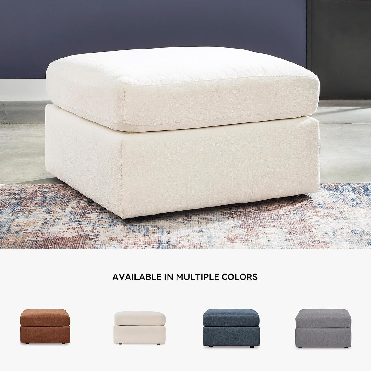 Signature Design by Ashley Modmax Square Oversized Accent Ottoman, Oyster | Stain-resistant Next-Gen Nuvella polyester, Durable reinforced frame, 32-inch square design for coffee table use