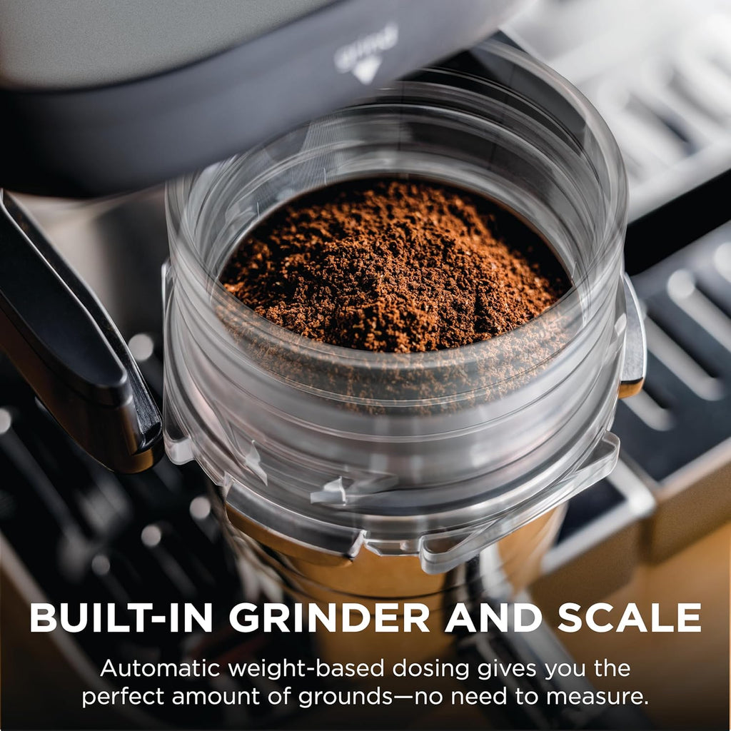 Ninja Luxe Café Premier Espresso & Rapid Cold Brew, Gunmetal, ES601GM | Drip Coffee, Built-in Coffee Grinder, Hands-Free Milk Frother, Assisted Tamper for Cappuccinos & Lattes