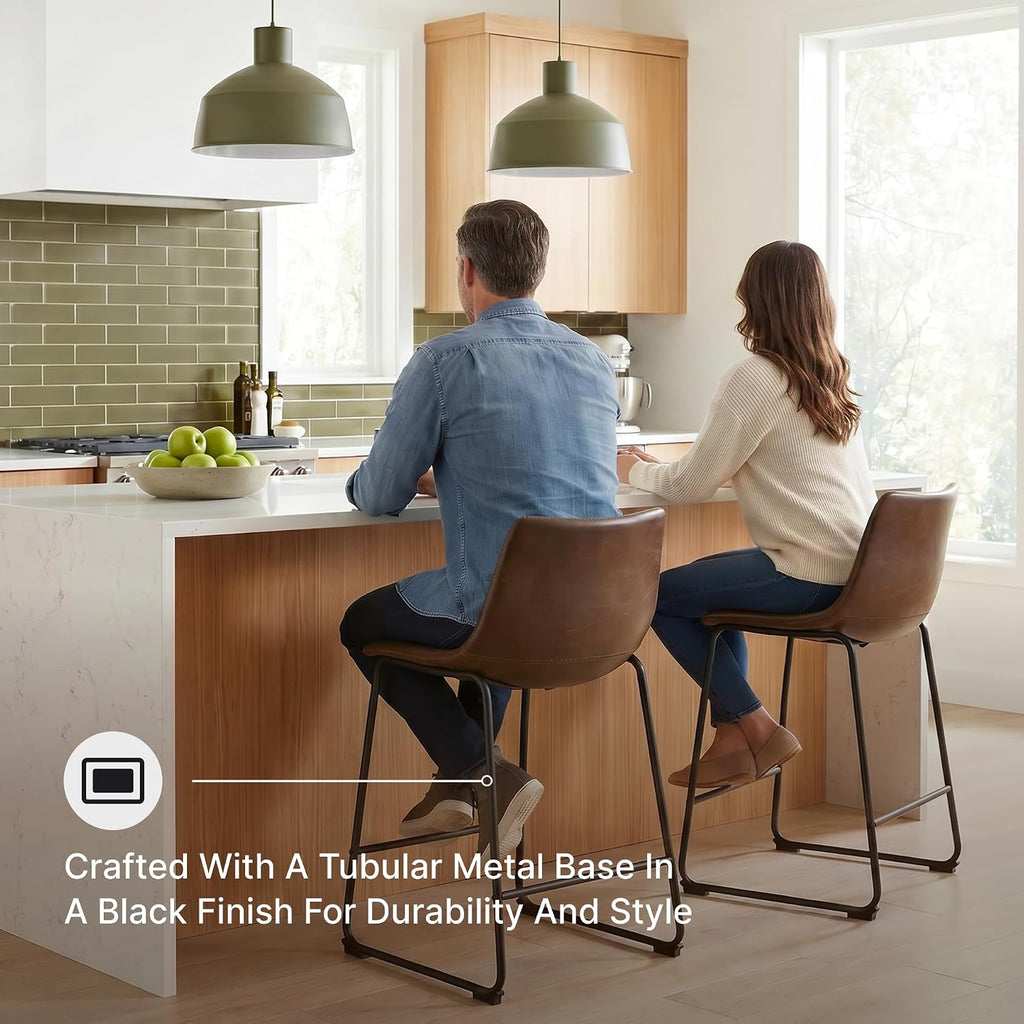 Signature Design by Ashley Counter Height Bar Stools, Set of 2, Brown