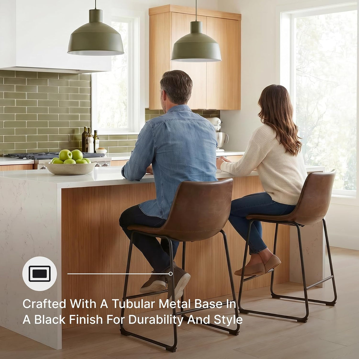Signature Design by Ashley Counter Height Bar Stools, Set of 2, Brown
