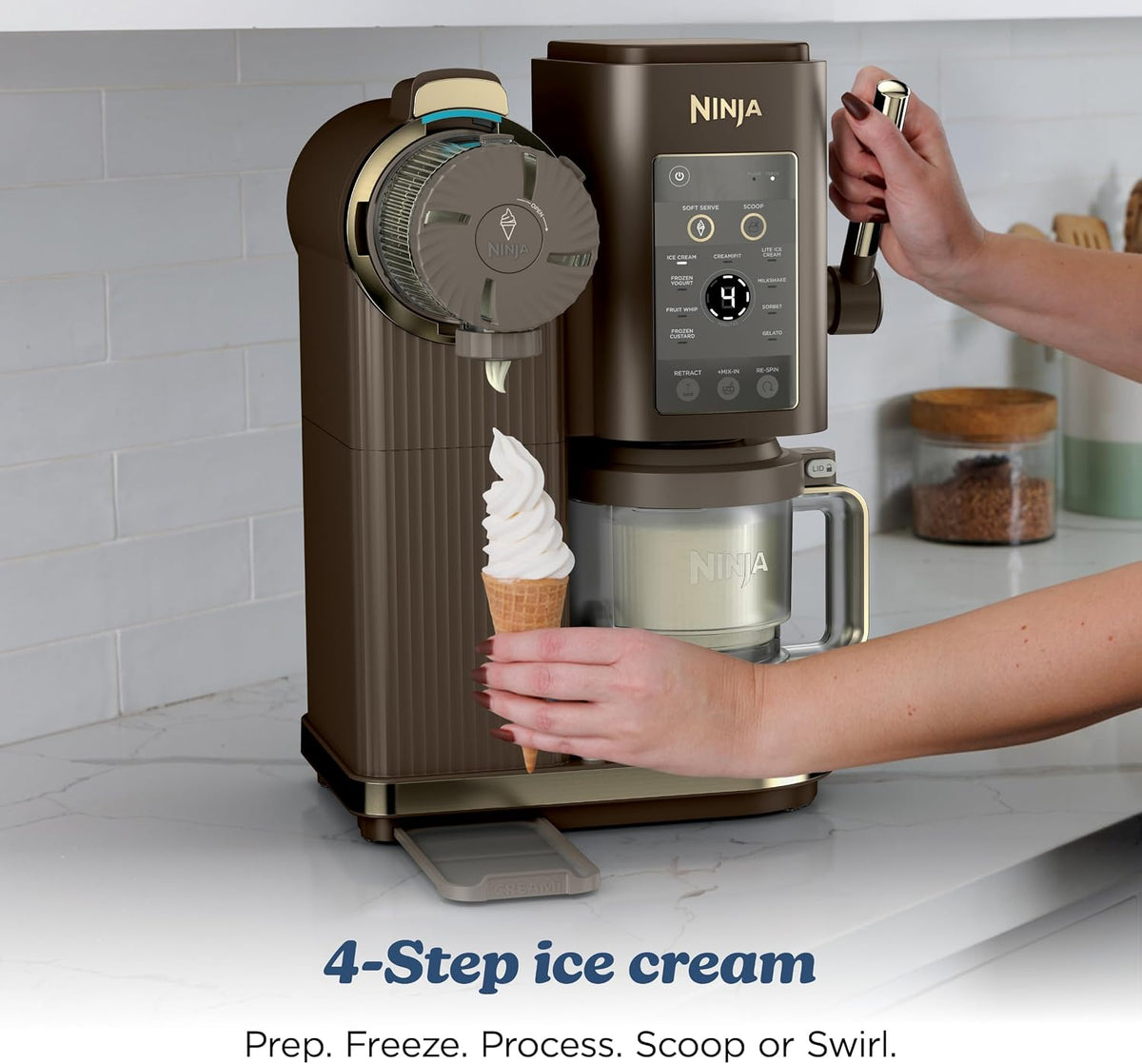 Ninja Creami Scoop & Swirl 13-in-1 Ice Cream and Soft Serve Maker, NC701BR | Ninja Creami Scoop and Swirl turns almost anything into ice cream and soft serve at a button touch, scooped or swirled