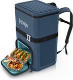 Ninja FrostVault™ Go XL Soft Backpack Cooler, Dry Storage, Lakeshore Blue | Ninja FrostVault Go XL soft cooler, stays cool for hours with a leakproof, easy-access lid, and carries like a backpack