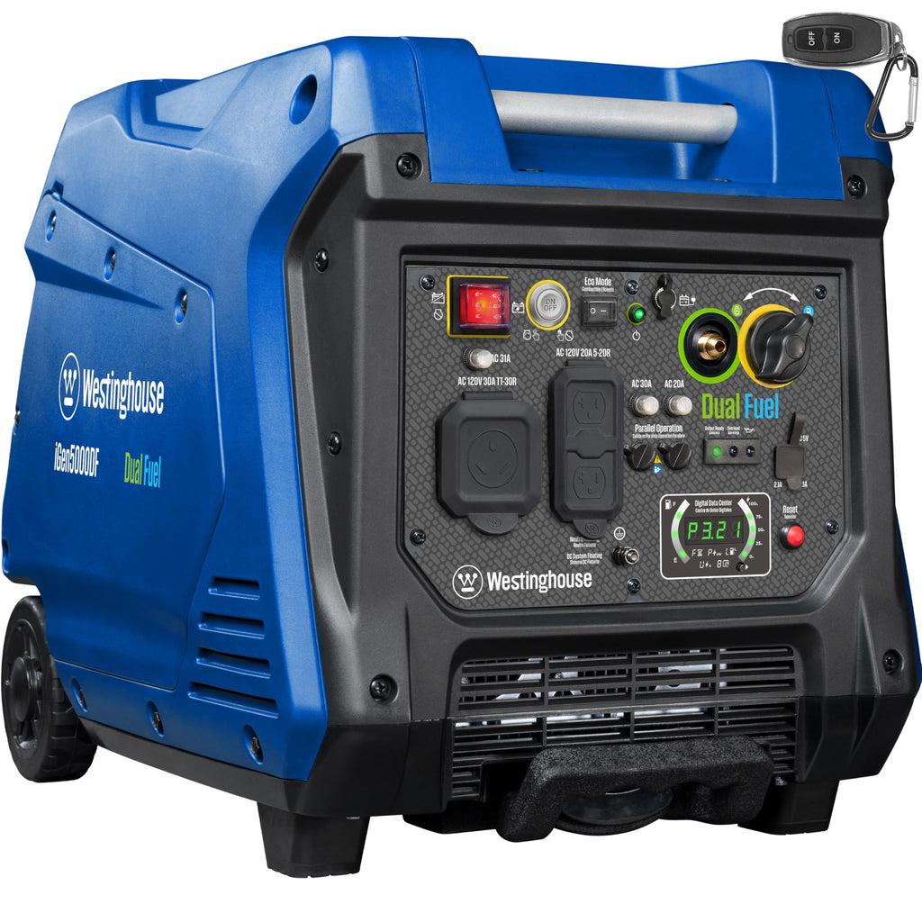 Westinghouse 5000 Peak Watt Super Quiet Portable Inverter Generator, Remote Electric Start with Auto Choke, Wheel & Handle Kit, RV Ready, Gas Powered, Parallel Capable