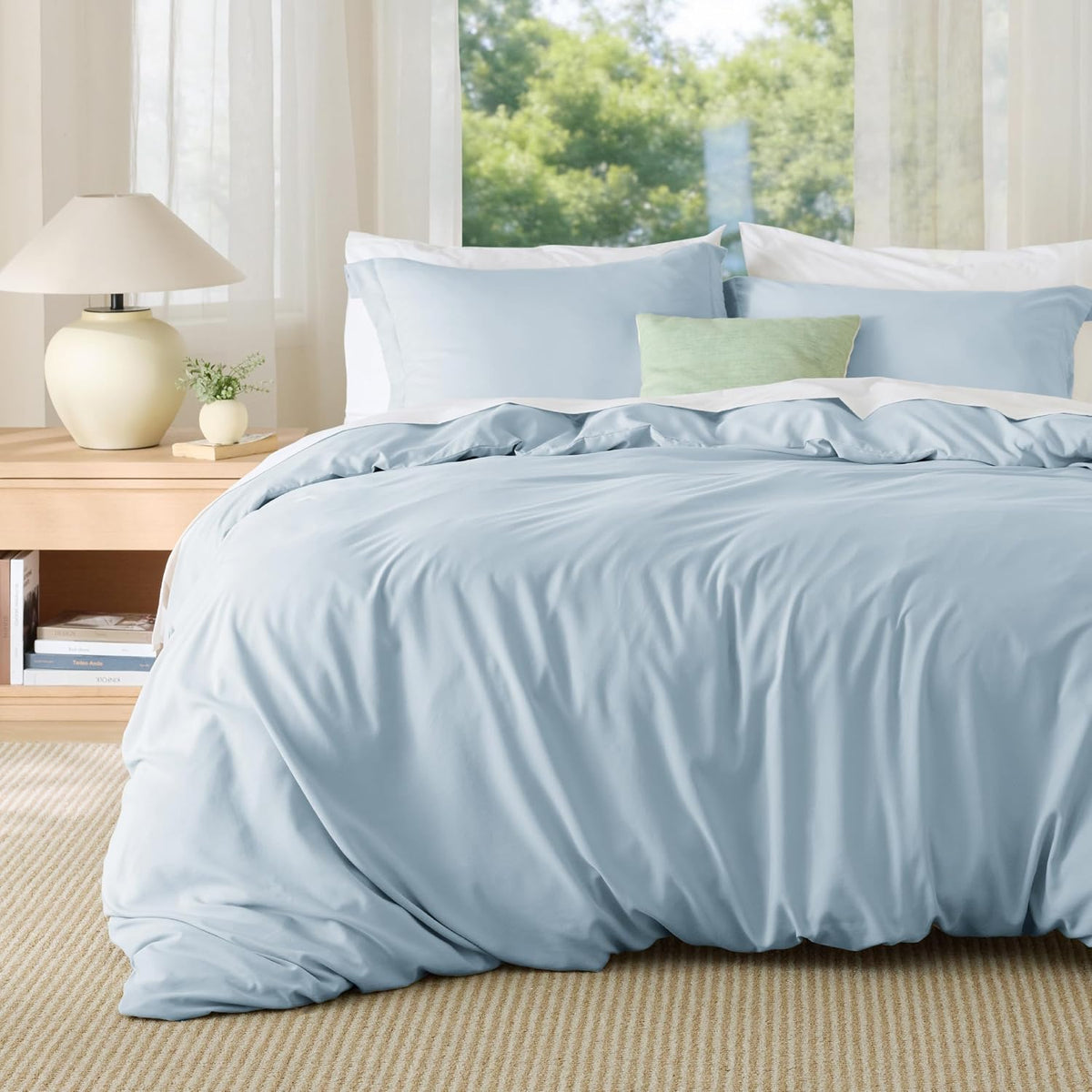 Bedsure Duvet Cover Queen Size, 3Pcs Soft Double Brushed Bedding Set, White