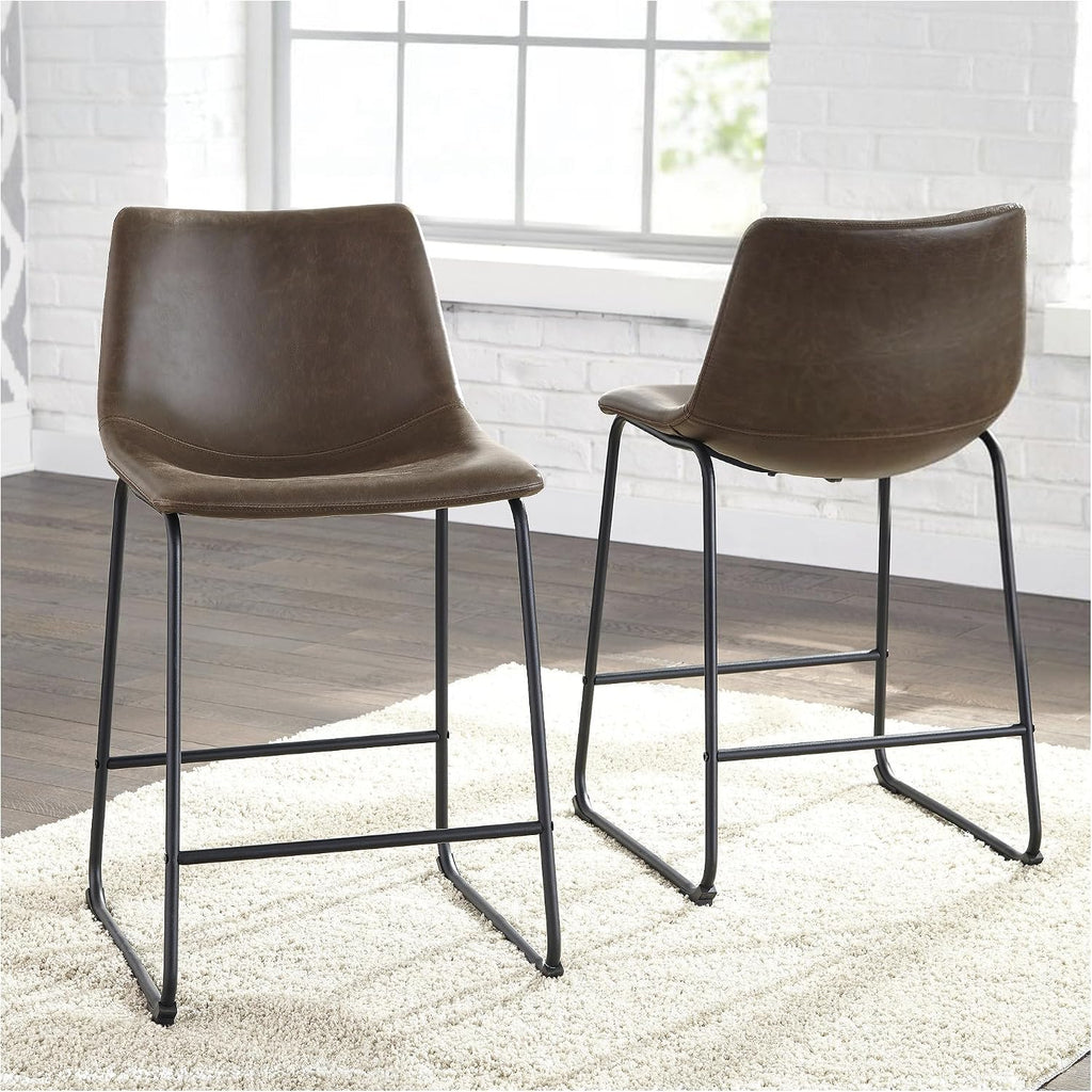 Signature Design by Ashley Counter Height Bar Stools, Set of 2, Brown