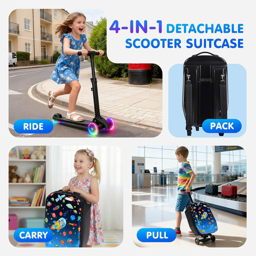 4in1 Suitcase Scooter,Ride on Suitcase for Kids,Toddler Flight Essential