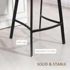 HOMCOM Bar Stools Set of 2 PU Leather Upholstery with Backrest Light Brown