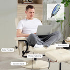HOMCOM Swivel Recliner Chair and Footstool, Massage Recliner, Cream White