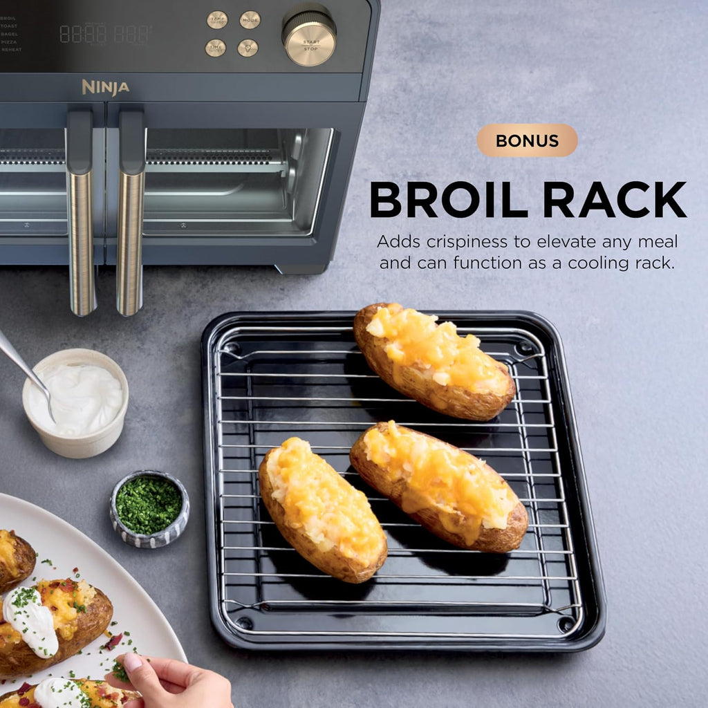 Ninja French Door Premier Air Fry Oven, 10-in-1, Cyberspace, FO101BL | 450F cyclonic air, PFAS-free surface, Air fry, sear crisp, bake, broil, toast, dehydrate