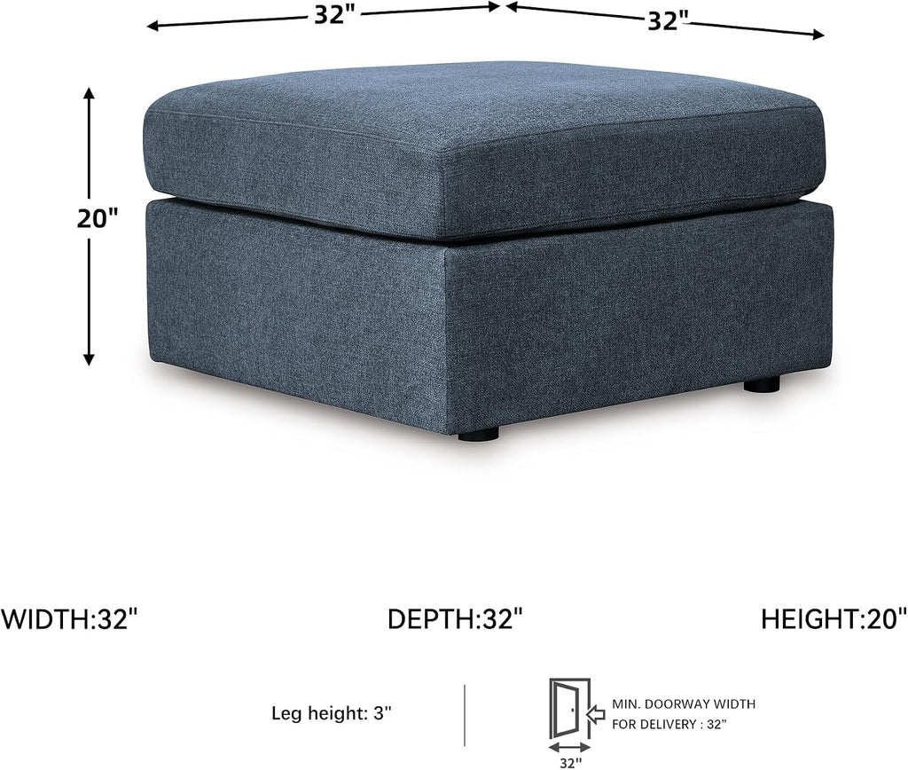 Signature Design by Ashley Modmax Oversized Square Accent Ottoman, Ink Blue | Stain-resistant Next-Gen Nuvella performance fabric, 32 in square footprint, Fits modular sectionals, No assembly required