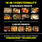 Ninja® Crispi™ Microwave & Air Fryer with FusionCrisp, Silver, MW101 | Replaces a countertop microwave and air fryer with 14 functions; Fast 1000W microwave and powerful 1700W Ninja® air fryer.