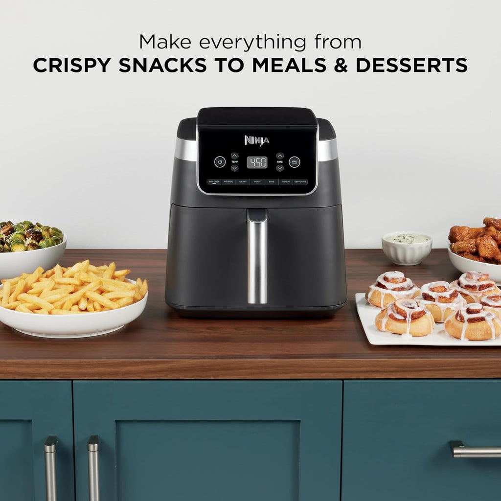 Ninja Air Fryer Pro XL, 6.5 Qt, 7-in-1, Grey, AF182AMZ | Max crisp, broil, air fry, roast, bake, reheat, dehydrate, 450F max, Fits 9 lbs wings